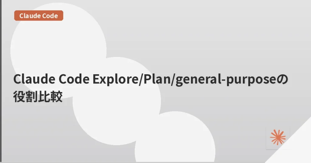 Claude Code Explore/Plan/general-purposeの役割比較 | mohablog