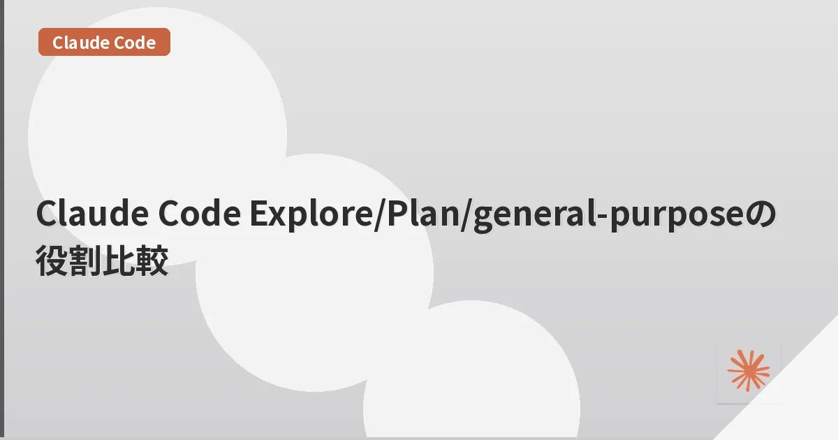 Claude Code Explore/Plan/general-purposeの役割比較 | mohablog
