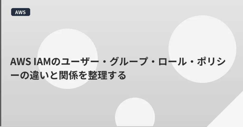 AWS IAMのユーザー・グループ・ロール・ポリシーの違いと関係を整理する | mohablog